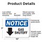 Signmission Gas Shutoff Down Arrow OSHA Notice Sign, Plastic, 10in W x 7in L, 2PK OS-2PACK-NS-P-710-L-13022 - alternate 7